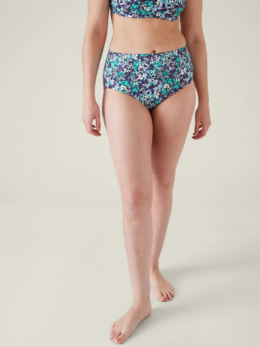 Athleta High Waist Swim Bottom M Elysian Floral Green