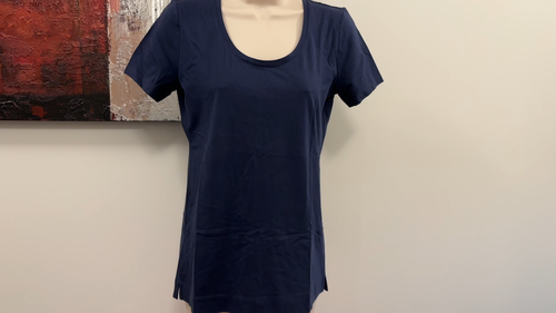 Ann Taylor NWT XS Navy Pima Cotton Tunic Tee Short Sleeve - photo 2
