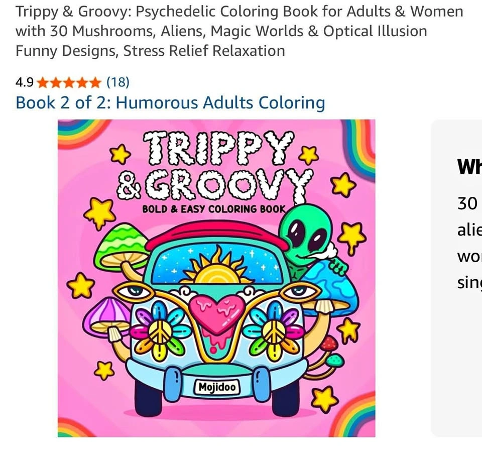 Trippy & Groovy Coloring Book - 30 Designs