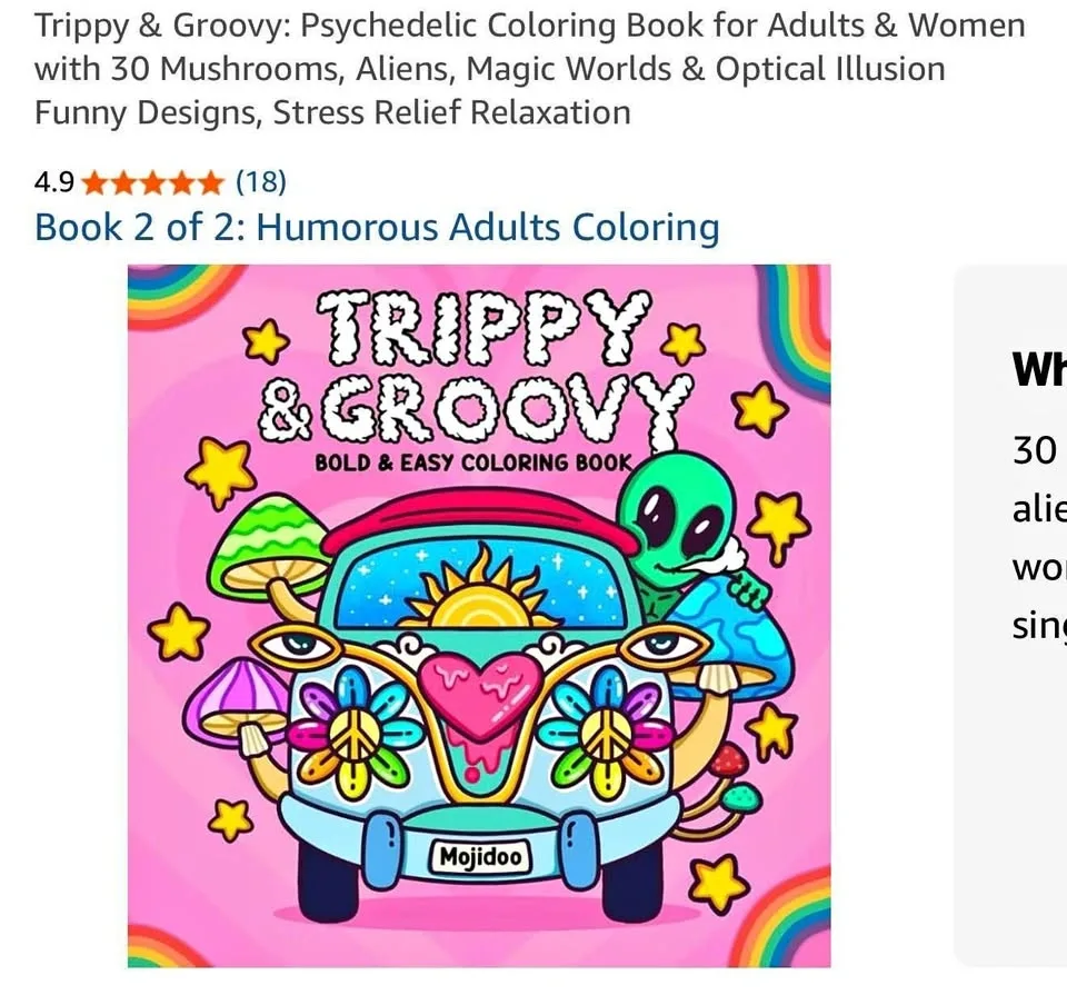 Trippy & Groovy Coloring Book - 30 Designs