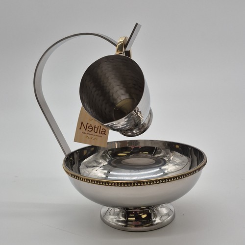 Netila Hammered Silver Tone Washing Cup & Bowl Set