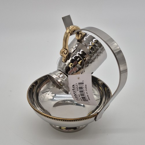 Netila Hammered Silver Tone Washing Cup & Bowl Set - photo 2