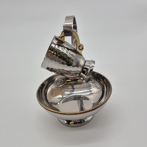 Netila Hammered Silver Tone Washing Cup & Bowl Set - photo 5