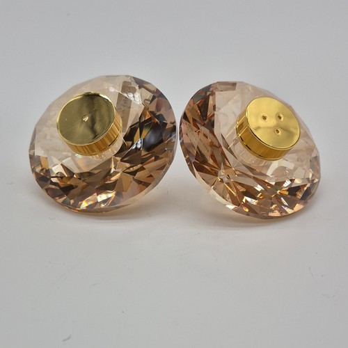 Shannon Crystal Light Brown Gold Diamond Salt & Pepper Shakers S