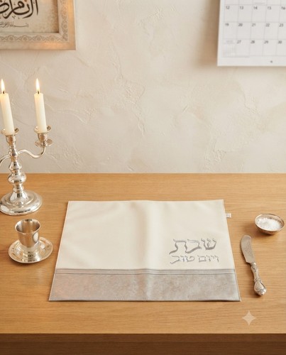 Challah Cover Silver And Off White
