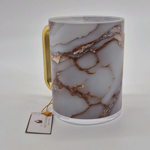 Art Judaica Marble Pattern Plastic hand wash Gold Handles