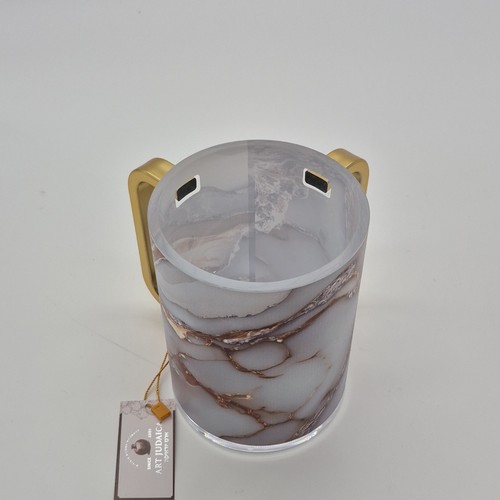 Art Judaica Marble Pattern Plastic hand wash Gold Handles - photo 2