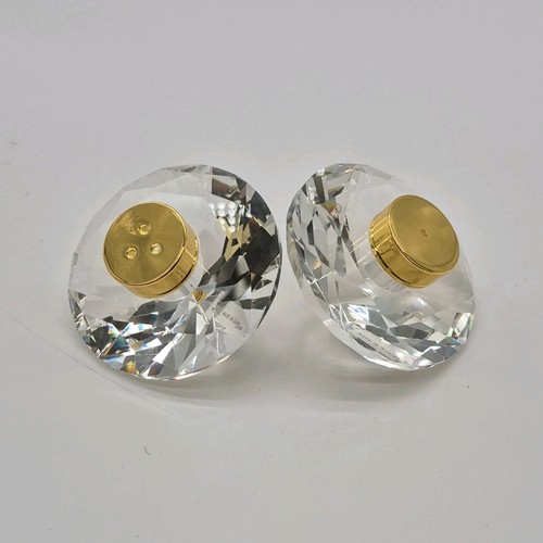 Shannon Clear and Gold Crystal Metal Round Salt And Pepper Pair