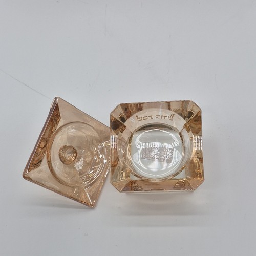 Glass Shabbat Decorative Jar Light Brown Square with Lid - photo 3
