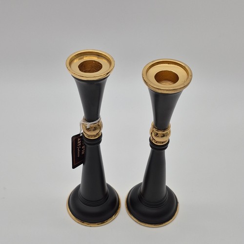 Art Gautier Black and Gold Matte Metal Round Candle Holders - photo 2