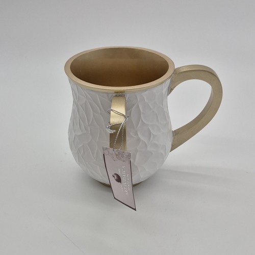 Judaica White & Gold Netilat Yadayim Washing Cup Hebrew Text - photo 2