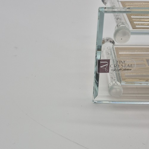 Fine Crystal by Art Judaica Glass Business Card Holder with Gold - photo 5