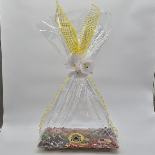 Chocolate Clear Cellophane Gift Bag Yellow Ribbon Floral Decorat