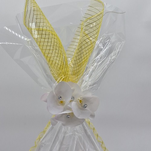 Chocolate Clear Cellophane Gift Bag Yellow Ribbon Floral Decorat - photo 3