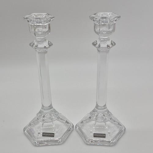 Shannon Crystal Candlestick Pair Clear Decorative Candle Holders