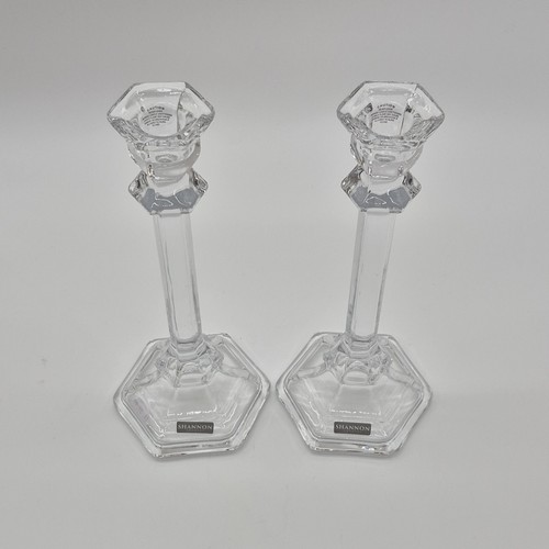 Shannon Crystal Candlestick Pair Clear Decorative Candle Holders - photo 2