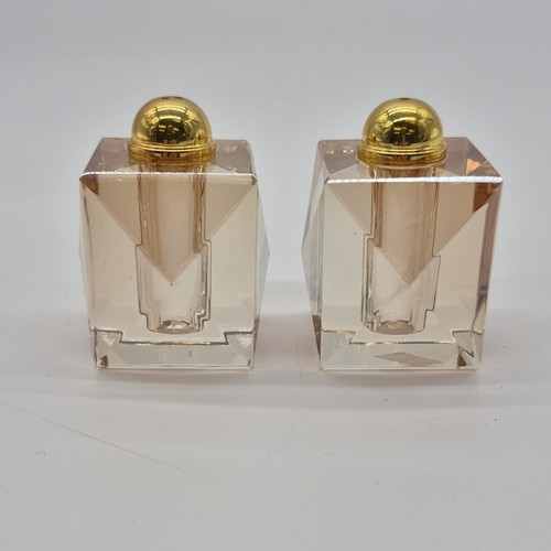 Clear & Gold Glass Cube Salt & Pepper Shakers Set