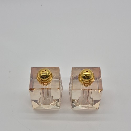 Clear & Gold Glass Cube Salt & Pepper Shakers Set - photo 2