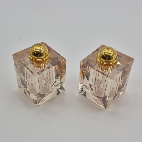 Clear & Gold Glass Cube Salt & Pepper Shakers Set - photo 3