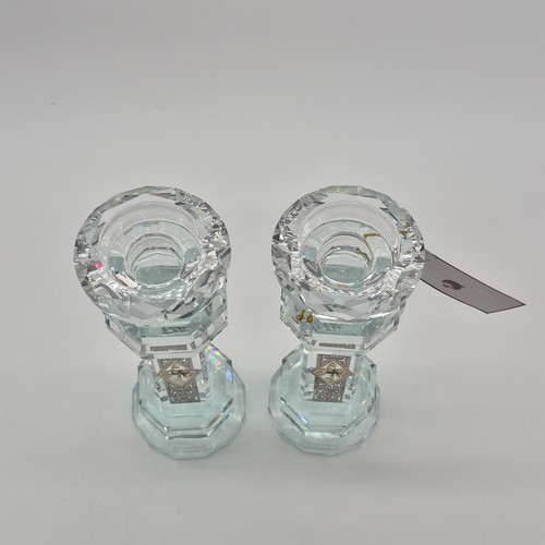 Art Judaica Crystal Candlestick Pair Clear Glossy Decorative - photo 3