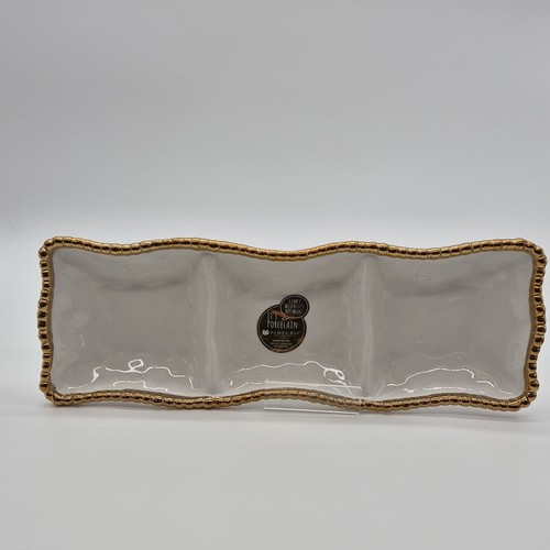 Pamela Bay Porcelain 3-Compartment Rectangle Serving Set White G