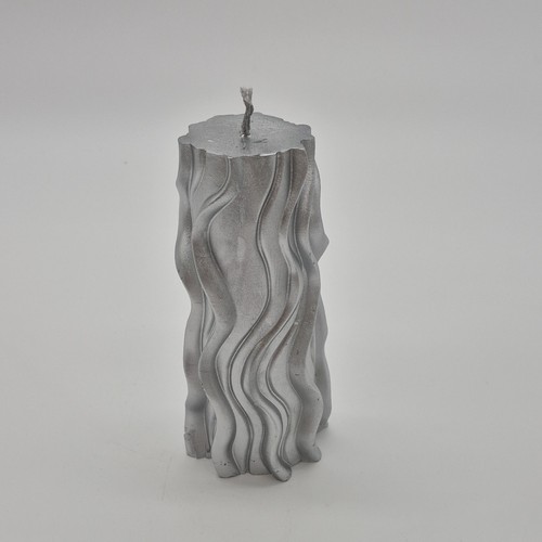 Silver Asymmetrical Decorative Wax Pillar Candle