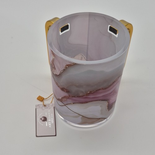 Art Judaica Abstract Acrylic Hand Wash Cup with Gold Handles