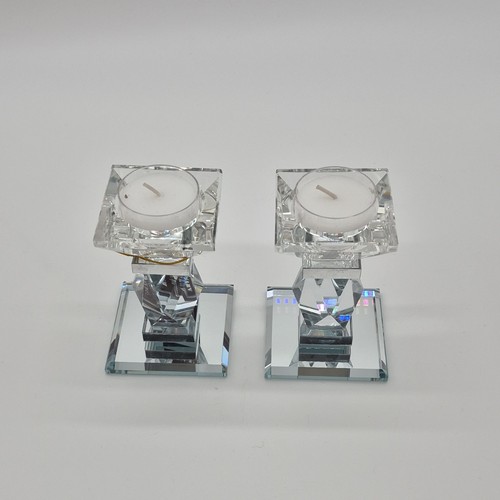 Crystal World Crystal Clear Glossy Candle Holders Pair Decorativ - photo 2