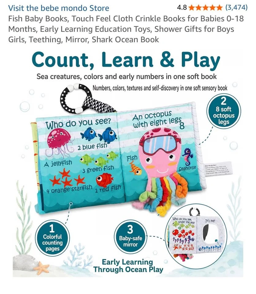 Baby Sensory Cloth Book – Bright Colors & Crinkle Sounds - photo 3