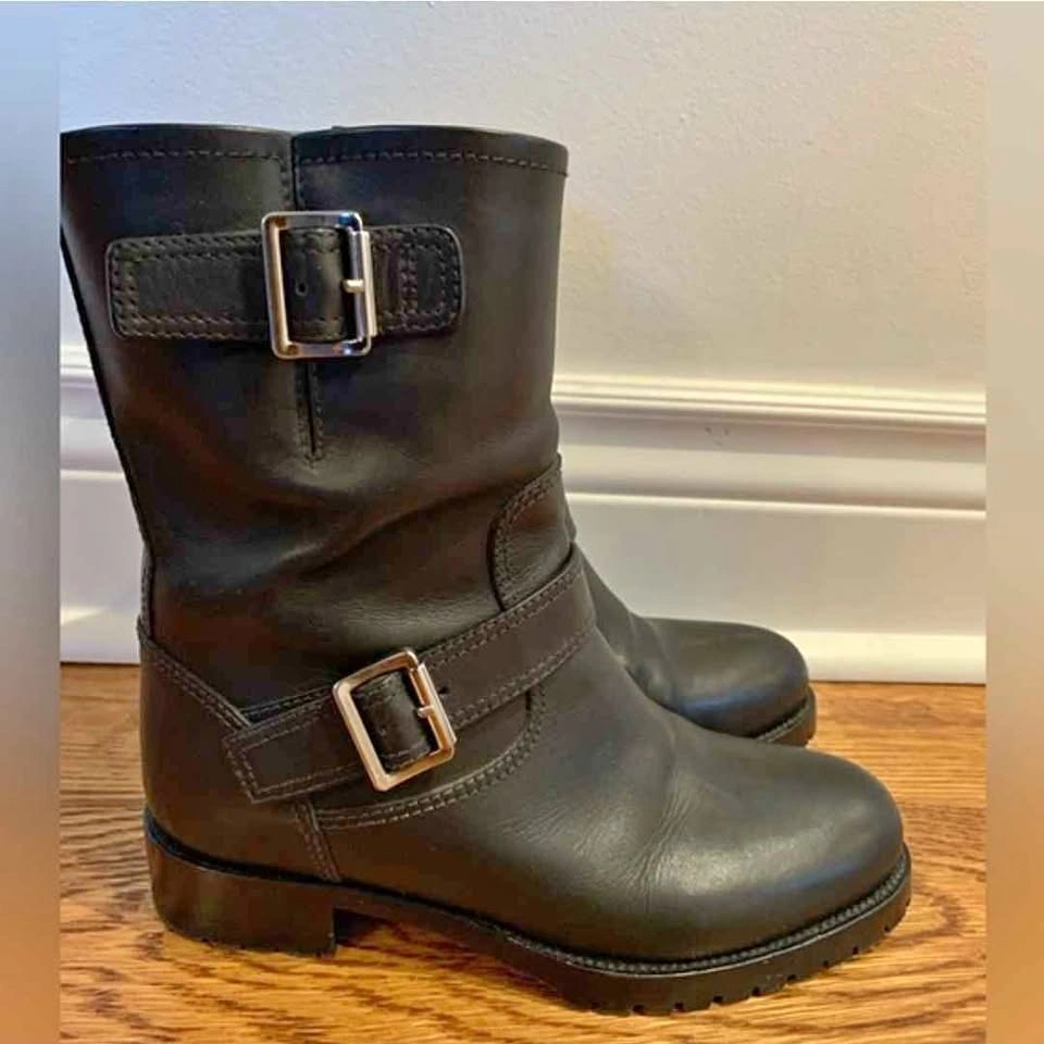 authentic Prada leather moto boots size 37