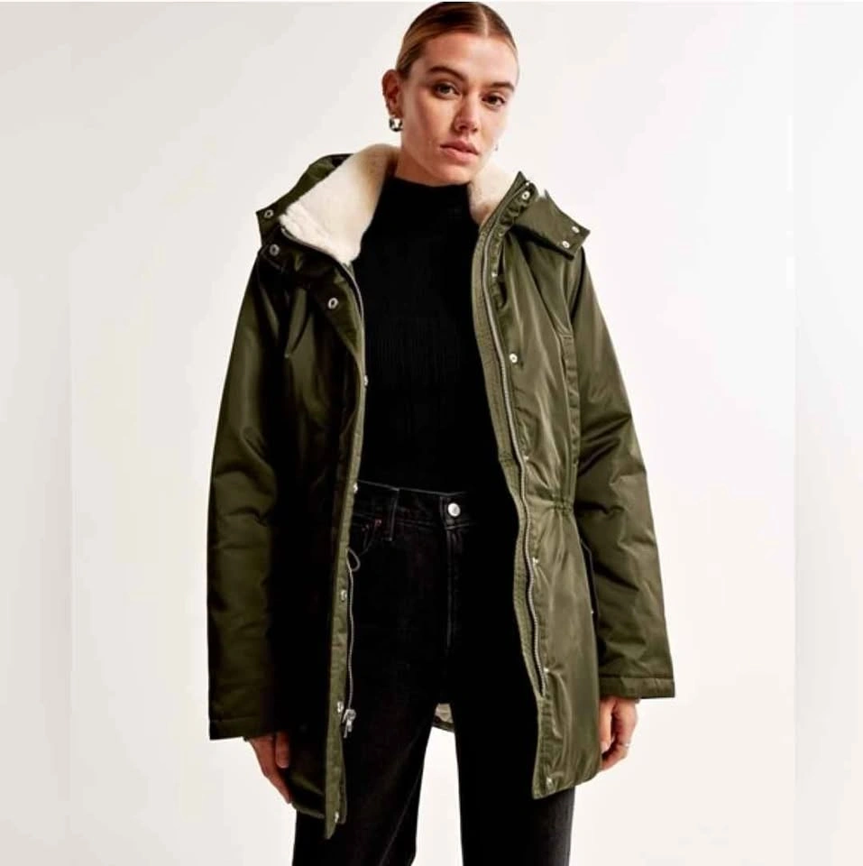 Abercrombie olive green winter parka in XS