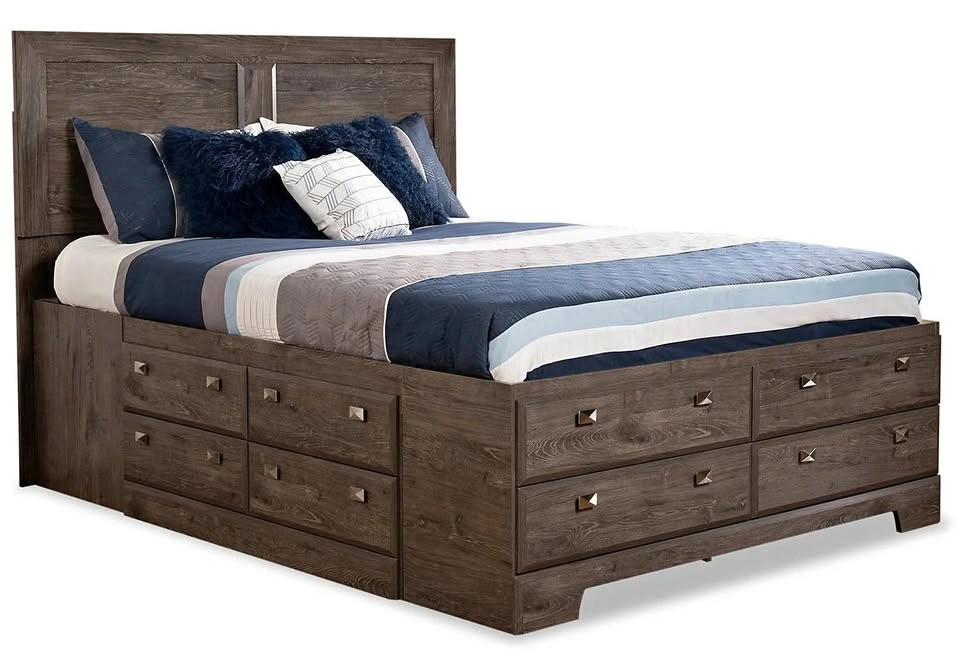 Yorkdale 12-Drawer Platform Bed with Headboard - Queen Size