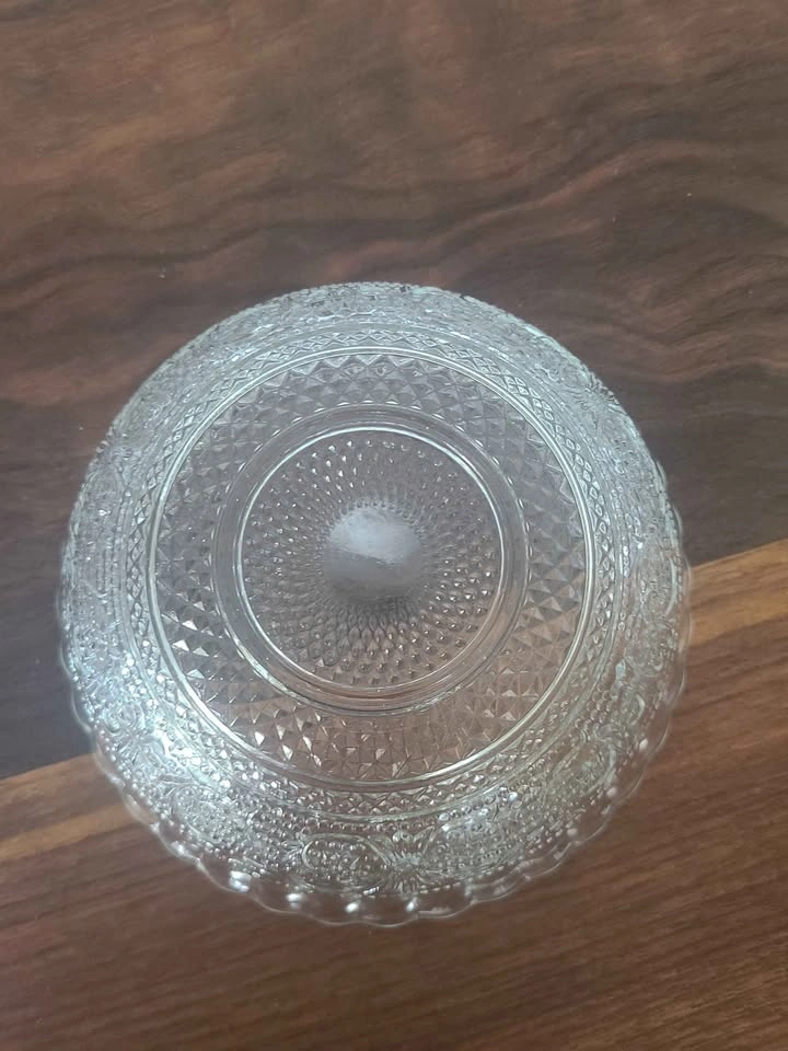 Vintage Etched Clear Glass Floral Bowl $12 for both - photo 2