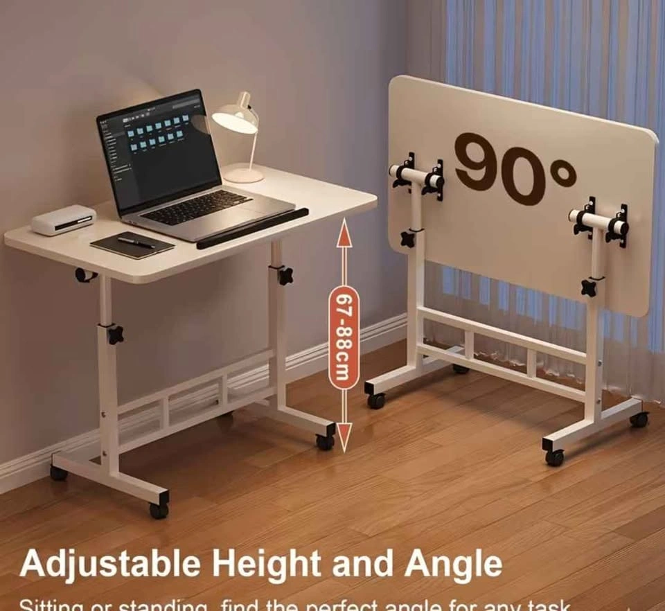 Brand New White Adjustable Table with Wheels