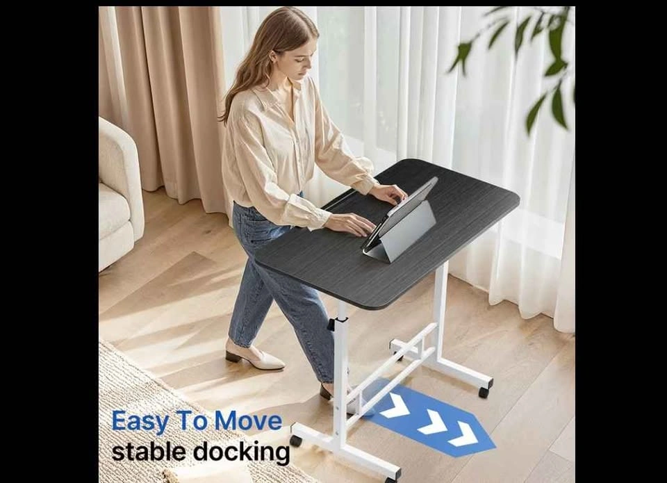 Brand New White Adjustable Table with Wheels - photo 3