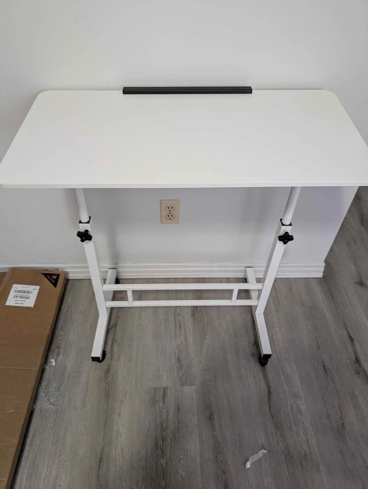 Brand New White Adjustable Table with Wheels - photo 4