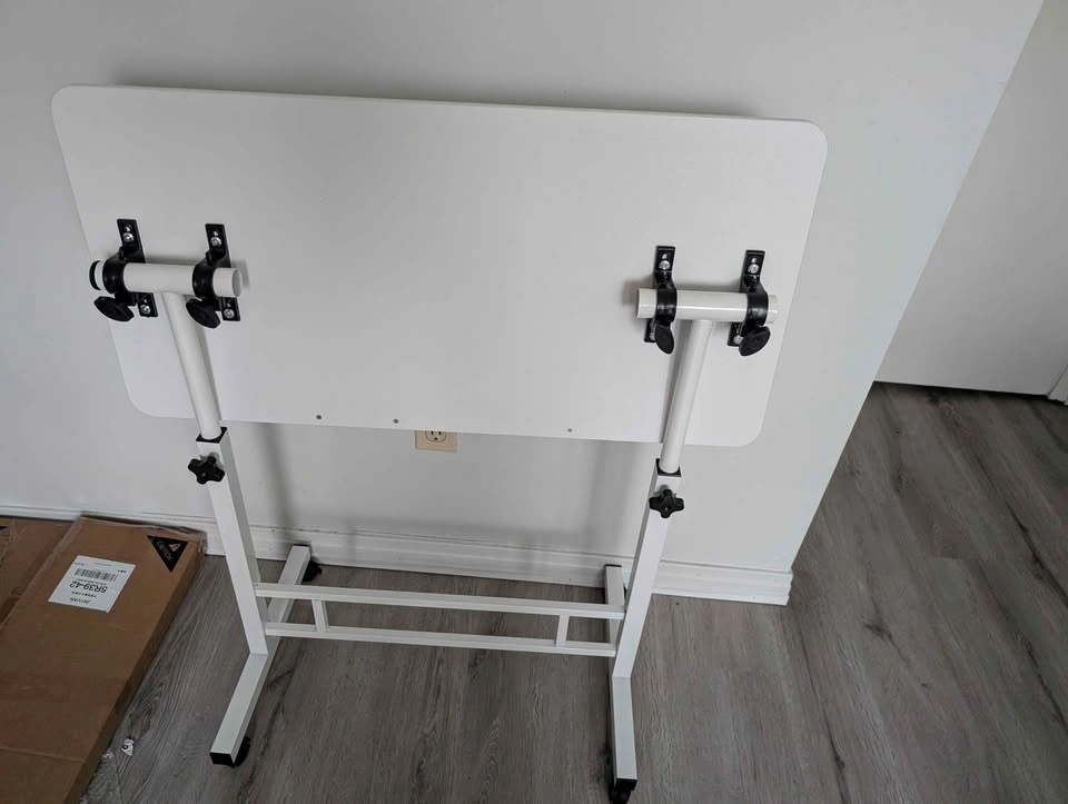 Brand New White Adjustable Table with Wheels - photo 5