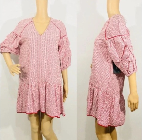Zara Red Stripe Mini Poplin Dress - Smal - photo 2