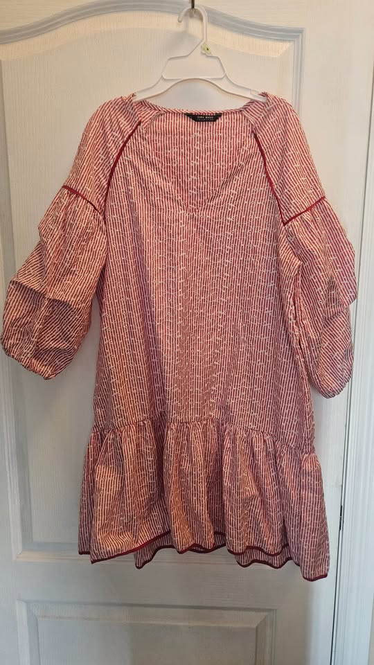 Zara Red Stripe Mini Poplin Dress - Smal - photo 3