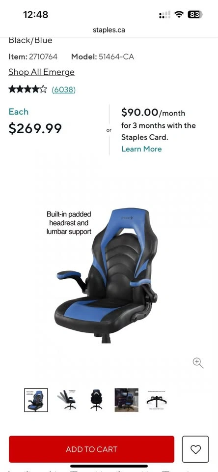 Emerge Vortex Bonded Leather Gaming Chair - photo 4