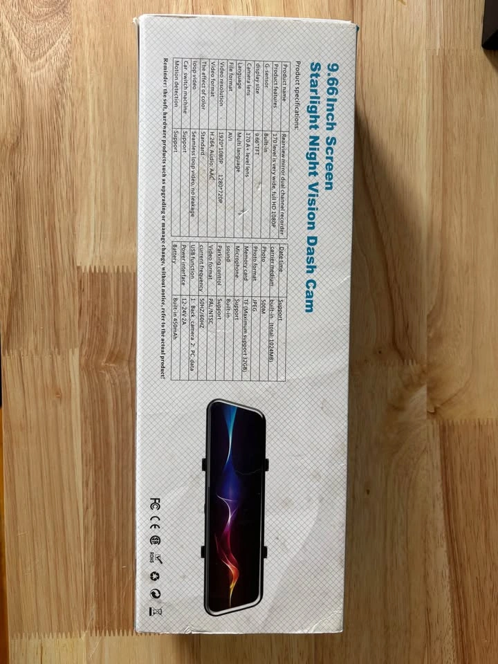 9.66" Starlight Night Vision Dash Cam - Full HD 1080P Mirror Cam - photo 2
