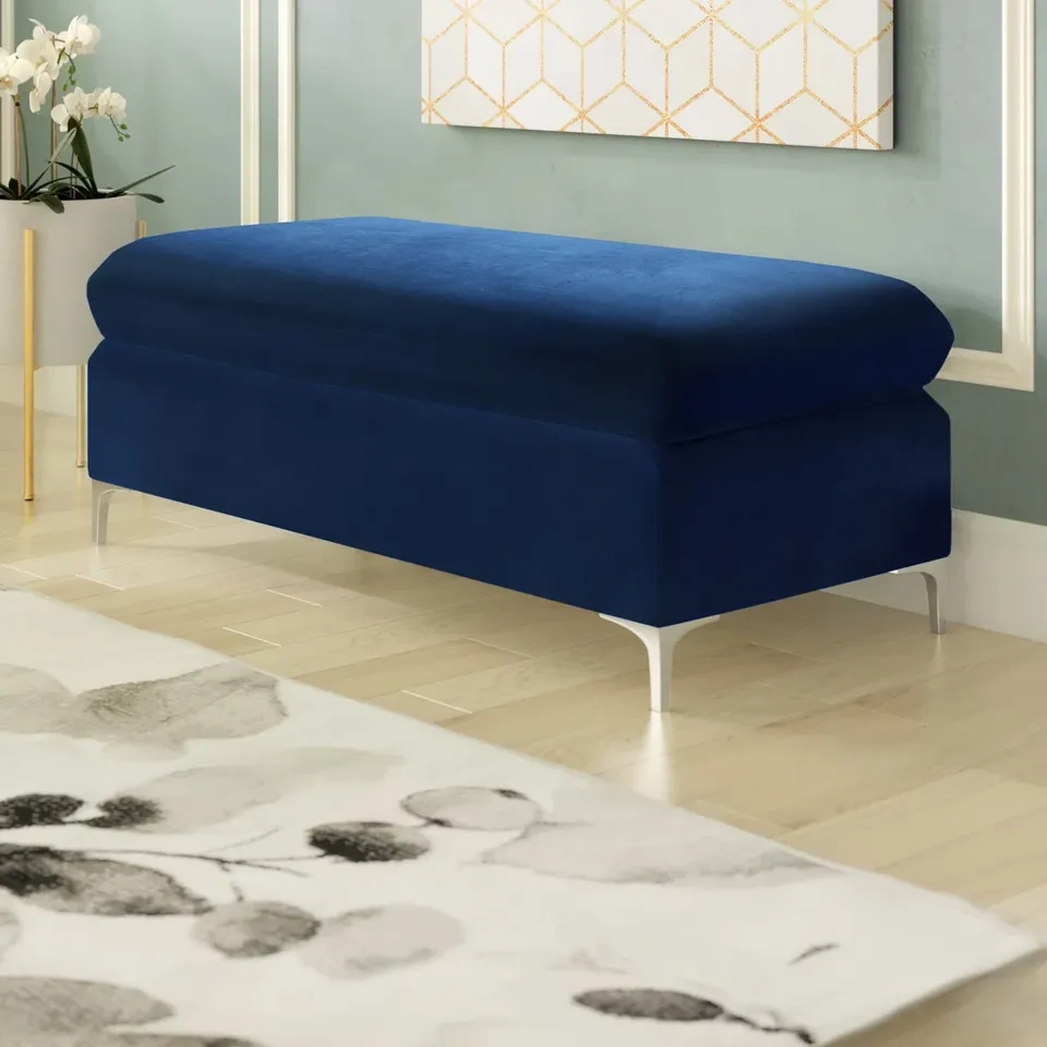 Naomi 48" Wide Velvet Rectangle Standard Ottoman