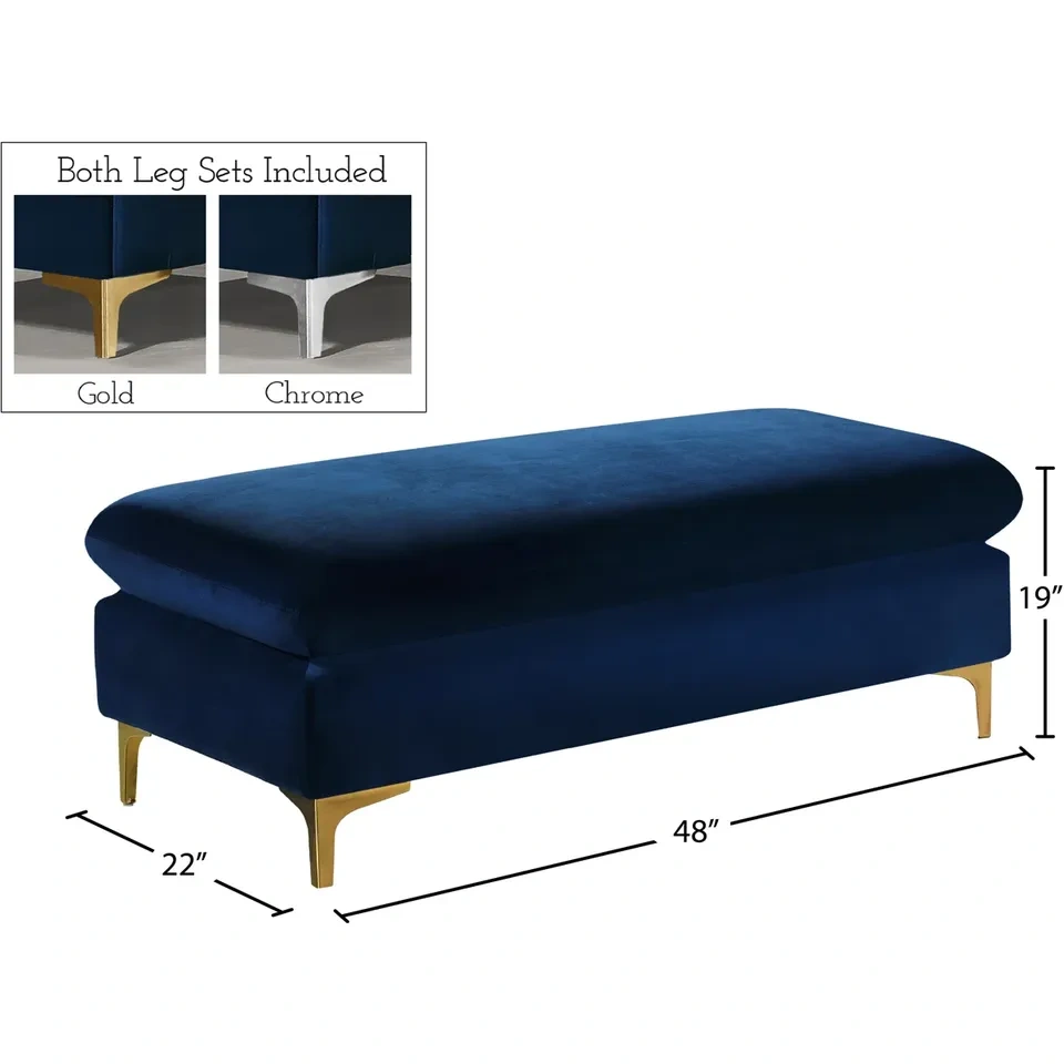 Naomi 48" Wide Velvet Rectangle Standard Ottoman - photo 2