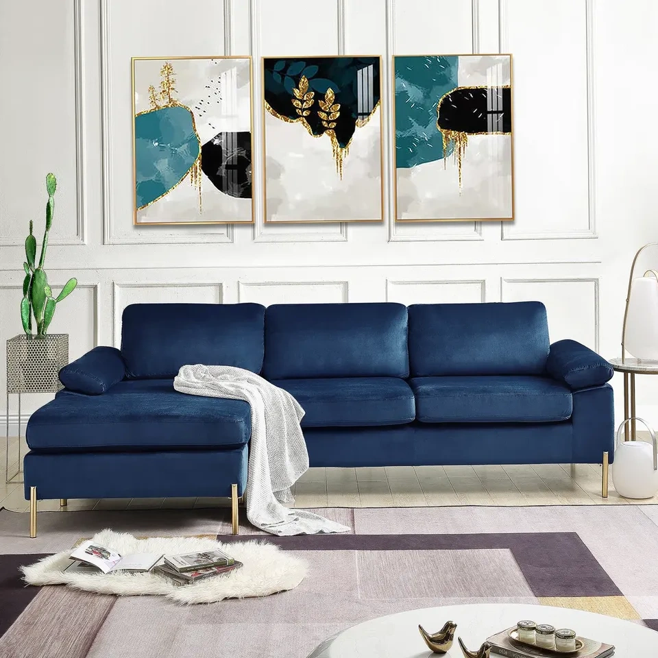 Shannon Velvet Sectional Sofa With Chaise - photo 5