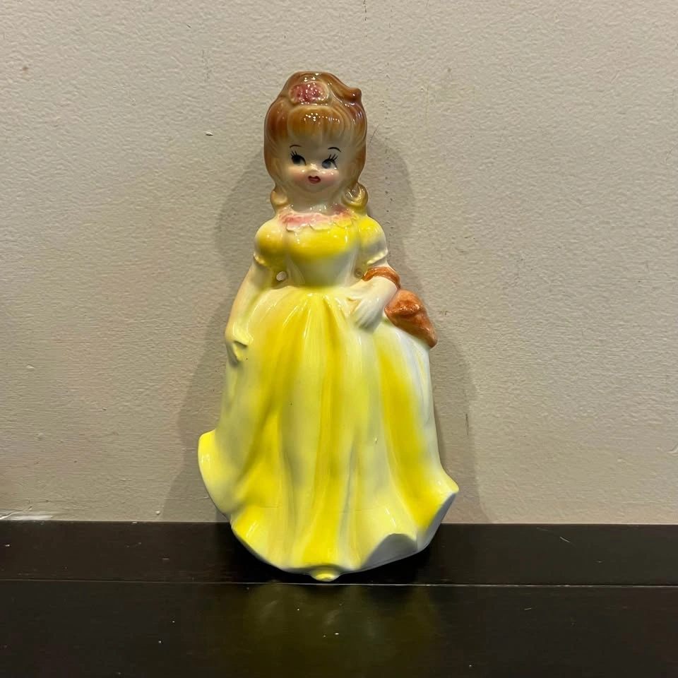 Vintage 1950’s Ceramic Figurine Lady in Yellow Dress / Japan - photo 3