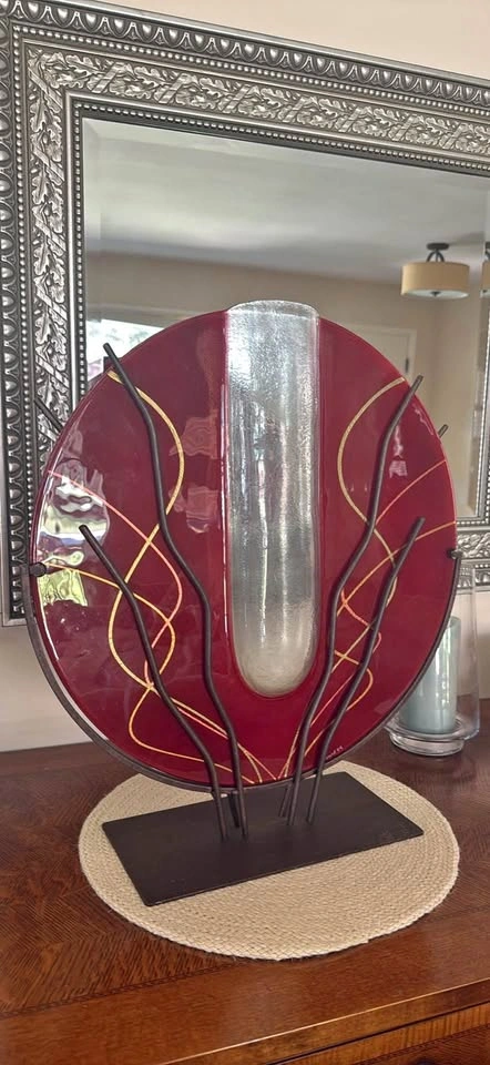 Mark Hines Art Glass Vase With Stand