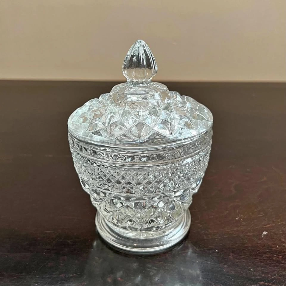 Vintage Anchor Hocking Wexford Glass Sugar Bowl with Lid