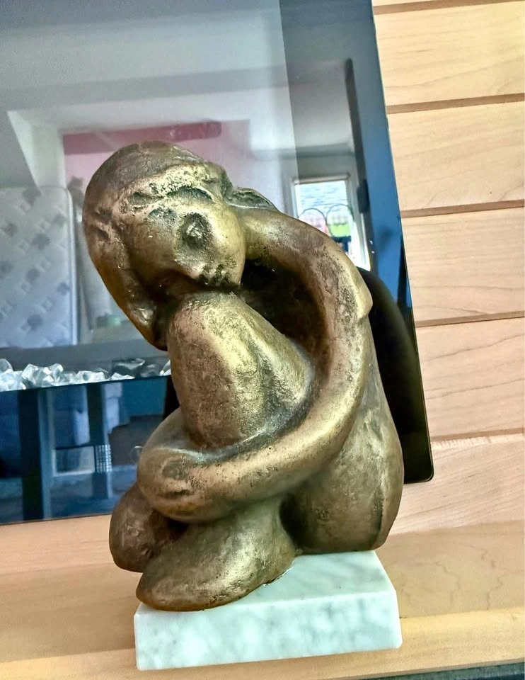 Vintage Abstract Sculpture on Marble Base – Modern Home Décor
