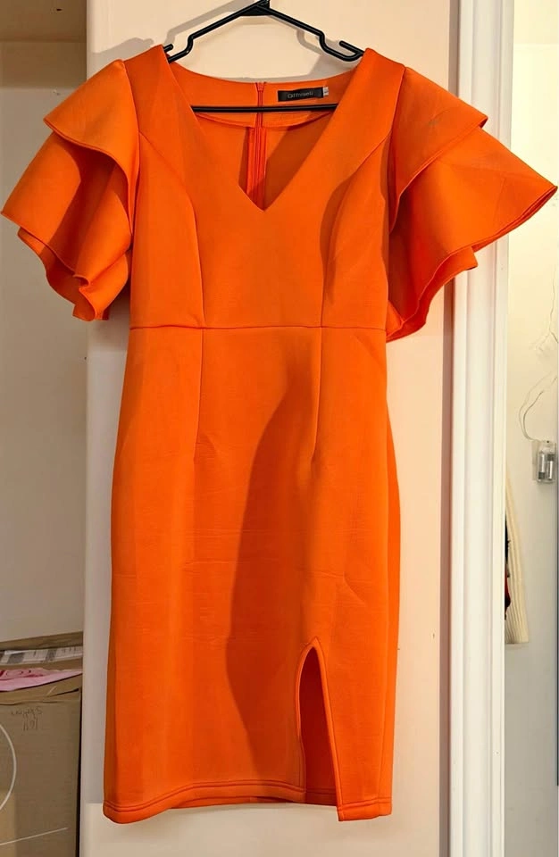 Bright Orange Graduation Dress – Size L (Fits M Too) – WORN ONCE