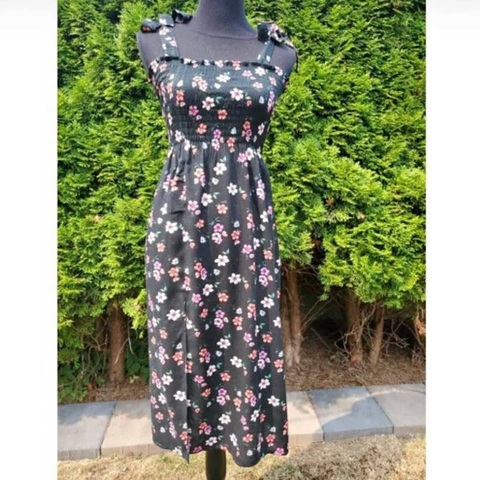 Floral Smocked Bodice Midi Dress Tk by Tilda